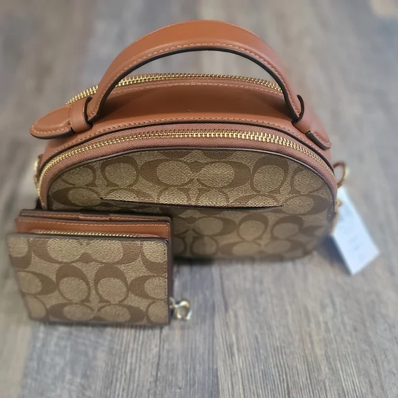 Coach Tan Multicolor Stripe Crossbody Bag w/ matching Wallet - Picture 2 of 6